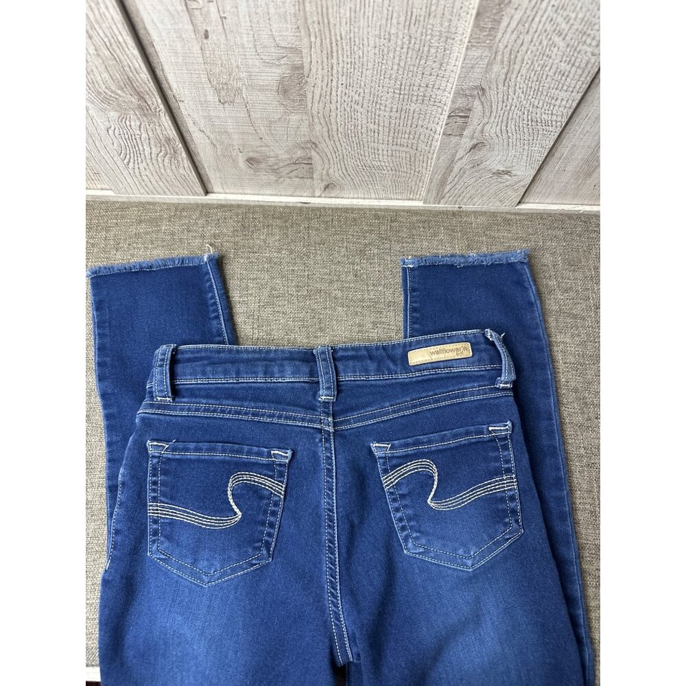 Wallflower Girl Distressed Blue Skinny Jeans Size 12 Adjustable Waistband